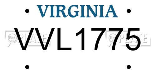 VVL1775 Virginia License Plate