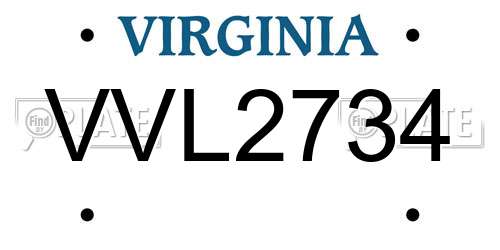 VVL2734 Virginia License Plate