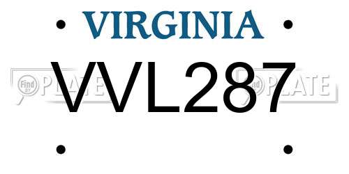 VVL287 Virginia License Plate