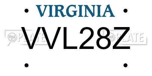VVL28Z Virginia License Plate