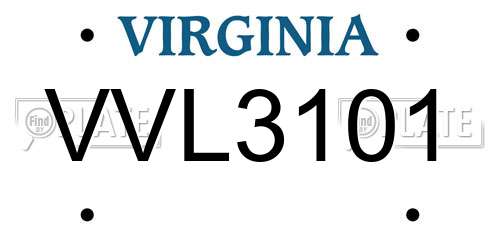 VVL3101 Virginia License Plate