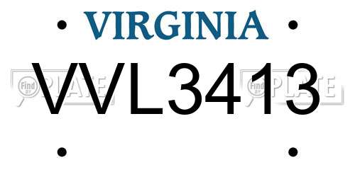 VVL3413 Virginia License Plate