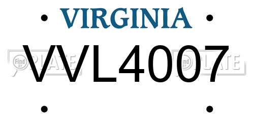 VVL4007 Virginia License Plate