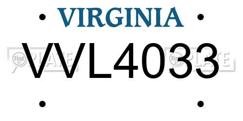 VVL4033 Virginia License Plate