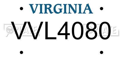 VVL4080 Virginia License Plate