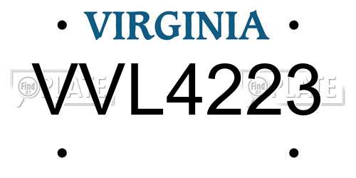 VVL4223 Virginia License Plate
