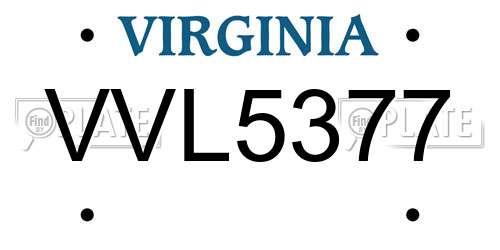 VVL5377 Virginia License Plate