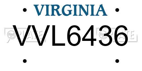 VVL6436 Virginia License Plate