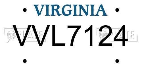 VVL7124 Virginia License Plate