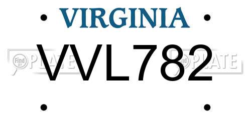 VVL782 Virginia License Plate