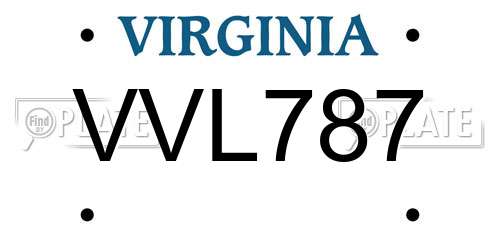 VVL787 Virginia License Plate