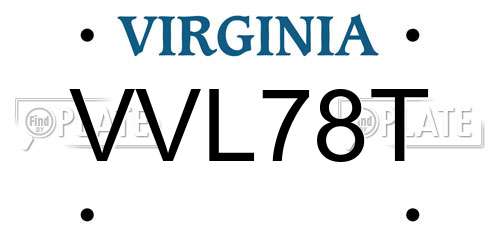 VVL78T Virginia License Plate