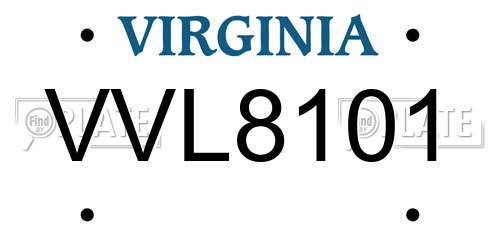 VVL8101 Virginia License Plate