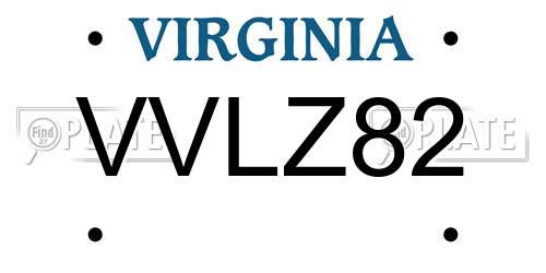 VVLZ82 Virginia License Plate