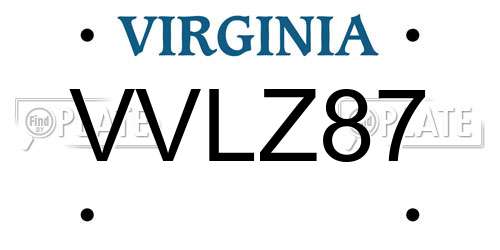 VVLZ87 Virginia License Plate