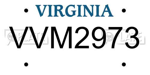 VVM2973 Virginia License Plate