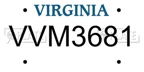 VVM3681 Virginia License Plate