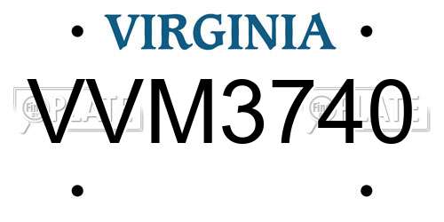 VVM3740 Virginia License Plate