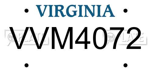 VVM4072 Virginia License Plate