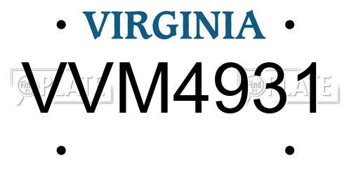 VVM4931 Virginia License Plate