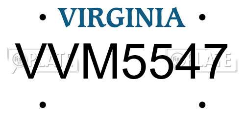 VVM5547 Virginia License Plate