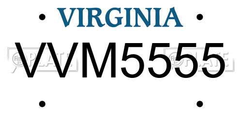 VVM5555 Virginia License Plate