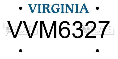 VVM6327 Virginia License Plate