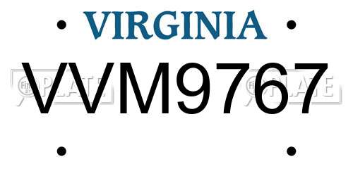 VVM9767 Virginia License Plate