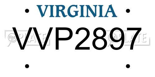 VVP2897 Virginia License Plate