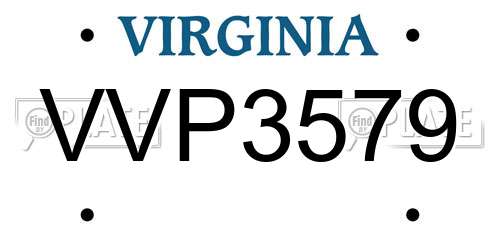 VVP3579 Virginia License Plate
