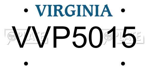 VVP5015 Virginia License Plate