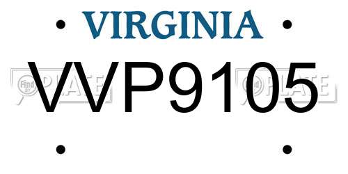 VVP9105 Virginia License Plate