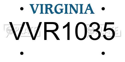 VVR1035 Virginia License Plate