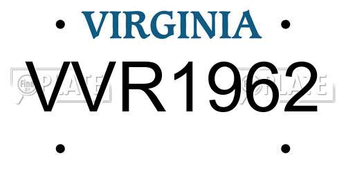 VVR1962 Virginia License Plate