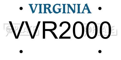 VVR2000 Virginia License Plate