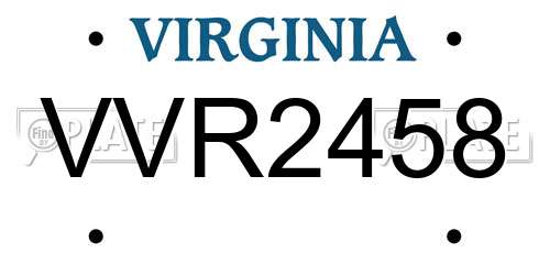 VVR2458 Virginia License Plate