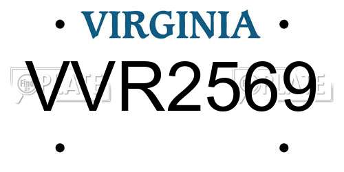 VVR2569 Virginia License Plate