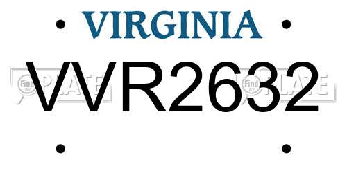 VVR2632 Virginia License Plate