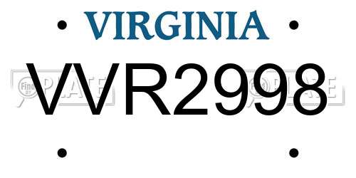 VVR2998 Virginia License Plate