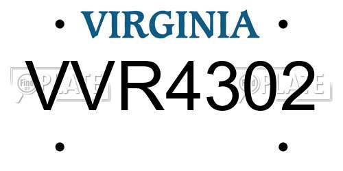 VVR4302 Virginia License Plate