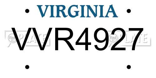VVR4927 Virginia License Plate