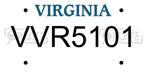 VVR5101 Virginia License Plate