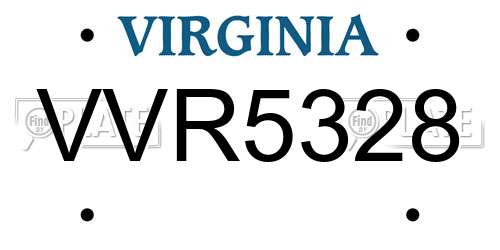 VVR5328 Virginia License Plate