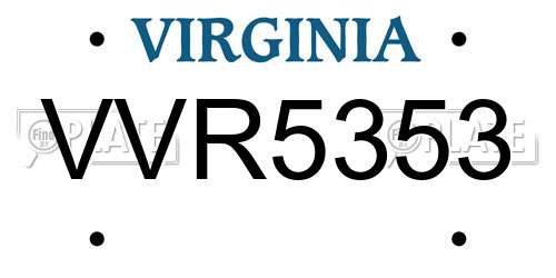 VVR5353 Virginia License Plate