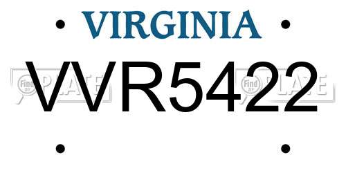 VVR5422 Virginia License Plate