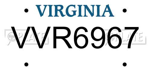 VVR6967 Virginia License Plate