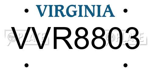 VVR8803 Virginia License Plate