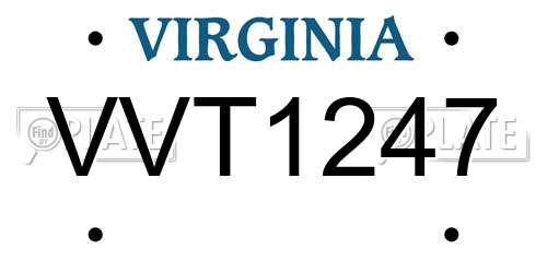 VVT1247 Virginia License Plate
