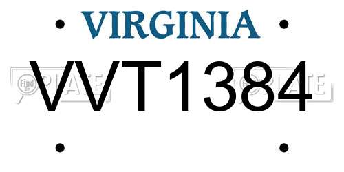 VVT1384 Virginia License Plate
