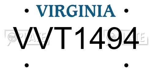 VVT1494 Virginia License Plate